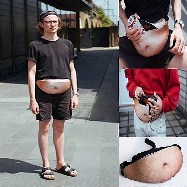Män Pappa Väska Fake Mage Midjeväska 3d Öl Midjeväska Unisex Magväska