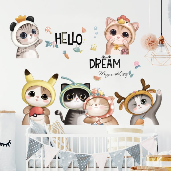 1 STK Kids Wall Stickers, Cats Kittens Wall Sticker, Wall Decor f