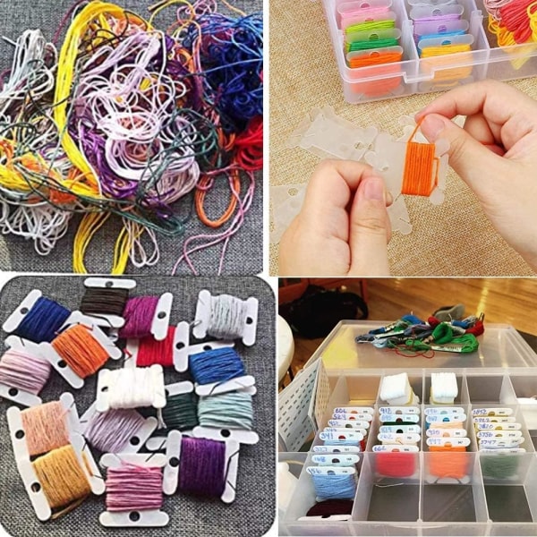 100 st plastspolar broderi korsstygn spolar för sömnad