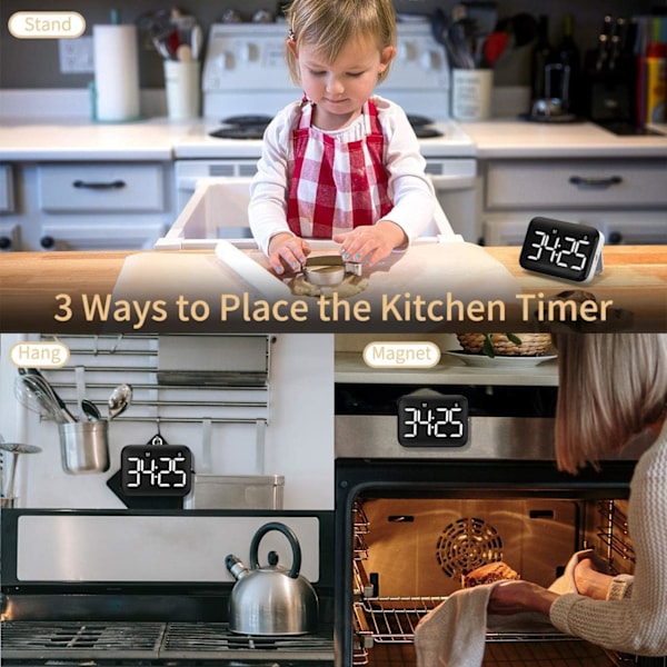 *Digital Kök Timer Stor LED-skärm Magnetisk Timer med Justering*
