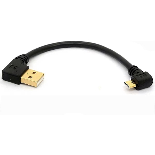90 Graders USB 2.0 till Micro USB B Hane Kabel 50cm Vänstervinklad Laddningsförlängare och Laddningsförlängningskabel