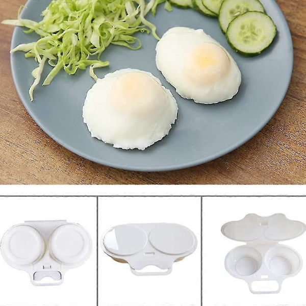 2 st Mikrovågsugn Äggkokare Non-stick Läcksäker Mikrovågsugn Pocherad Äggtillverkare Snabb Frukost Äggkokare (vit)