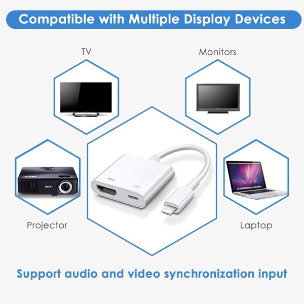 Digital Lightning AV-adapter för iPhone och iPad till TV 【Apple MF