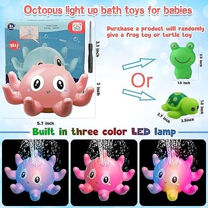 Luminous Baby Badeleker, Sansesprøyteleker for Barn, LED Badeleker