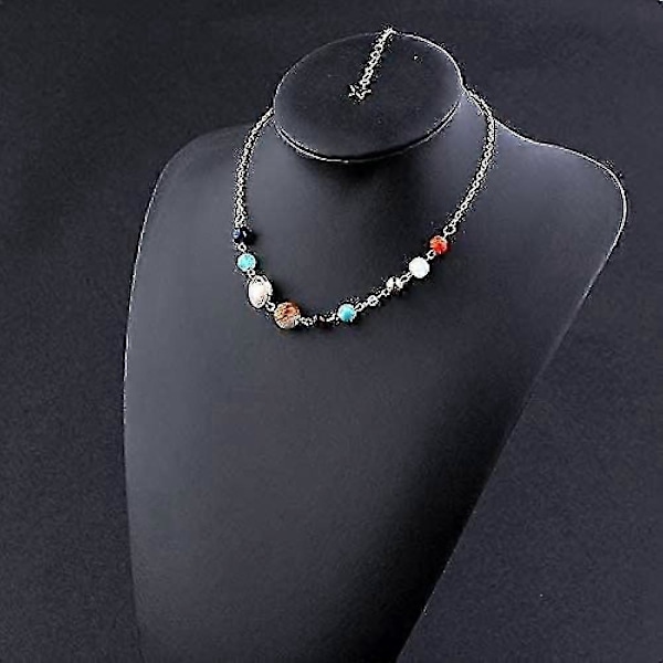 Handgjort Galaxy Solsystem Universum Åtta Planeter Guardian Star Naturstenspärlor Hängsmycke Halsband Damsmycken Sidledes Guld UFT