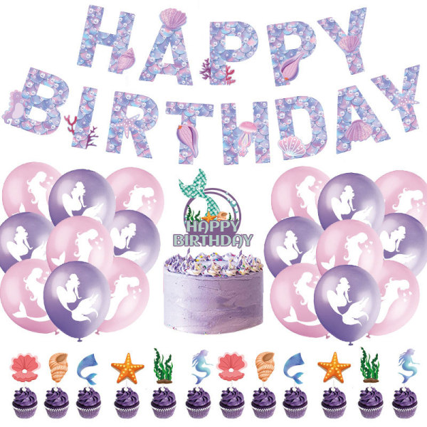 #Blue and Purple Mermaid Theme Birthday Decoration, Popular Birthd#