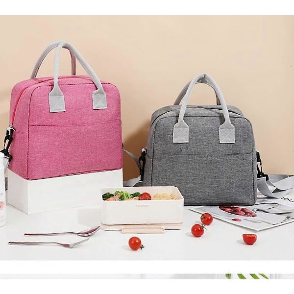 Isolerad matlåda Återanvändbar matlåda för kontor, arbete, skola, picknick, strand, mjuk, läcksäker skolmatlåda för barn, pojkar, flickor (rosa)