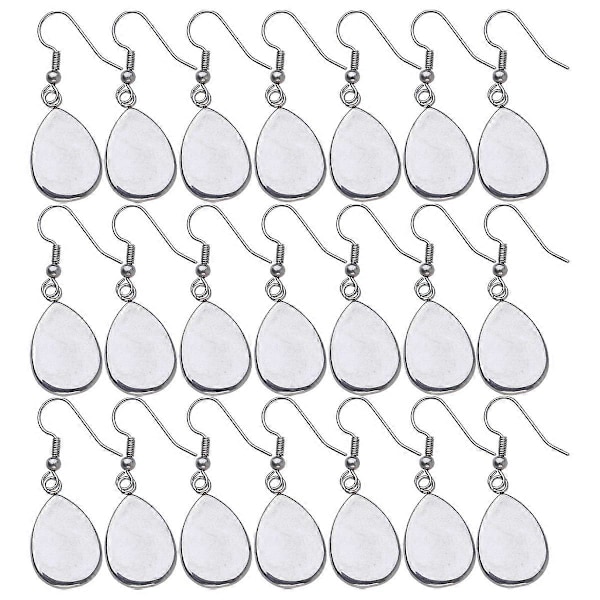 40 stk. Ovale regndråbeform DIY øreringe Rustfrit stål bundplade Øreringe Smykker Øredråbe Dangler Fremstillingsmaterialer til Time Glass Patch (Sølv)
