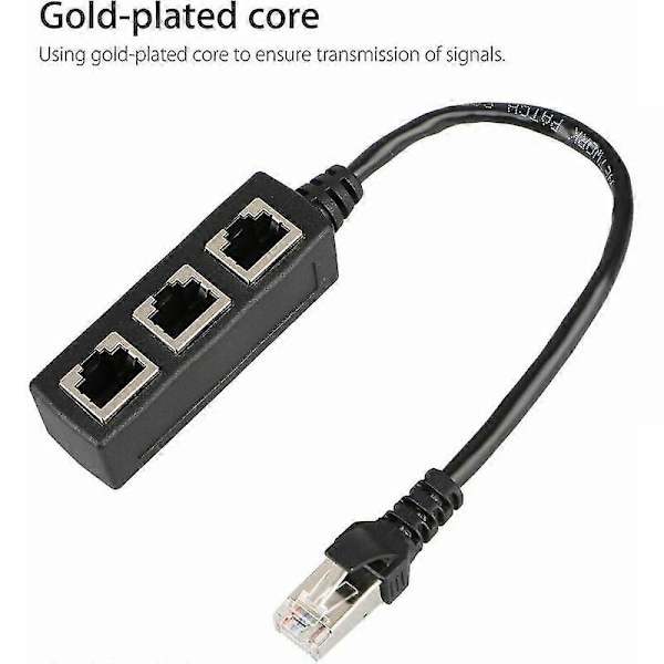 Rj45 Ethernet 1 til 3 Port Splitter Kabelnettverk med Cat5, Cat5e, Cat6, Cat7 Adapter Socket