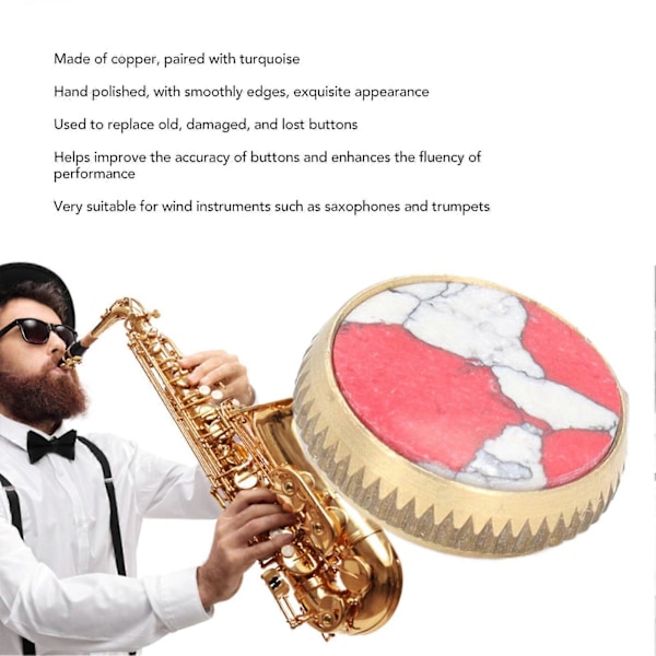 5 st Saxofon Knapp Koppar Turkos Utsökt Trumpetventil Fingerknapp för Blåsinstrument