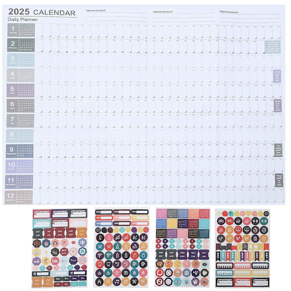 1 Set Kreativ Årsplanerare Kalender 2025 Papperskalender Hushåll Vägg Hängande Årlig Schemakalender