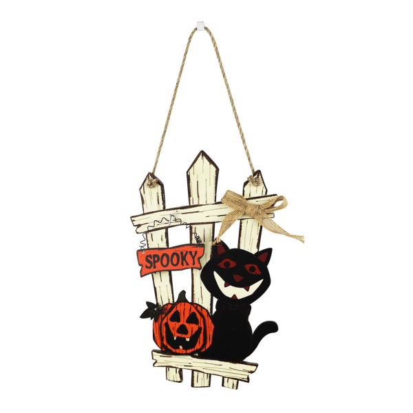 #Halloween trädörrhängande - Black Cat Fence, Halloween Decora#