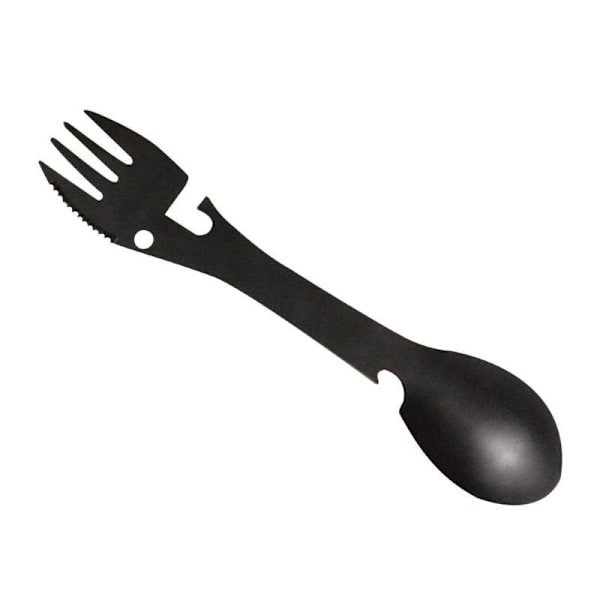 #(Sort) 3-i-1 Rustfrit Stål Bestik Gaffel Ske#