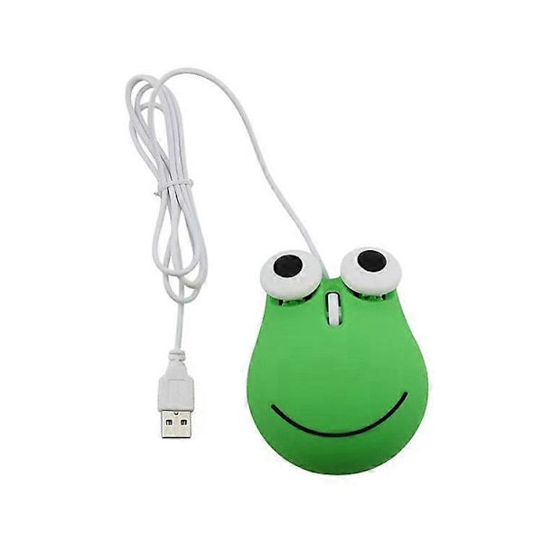 Kablet Mus, Sød Dyrefrø Formet Computermus USB Tegneserie Lille Kablet Optisk Mus Bærbar Rejse Mini Mus (Grøn)
