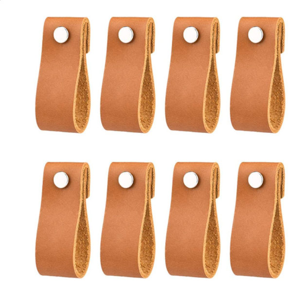 Lædergreb til Møbler - Cognac - 8 stk - 6 x 2 cm - Cabi