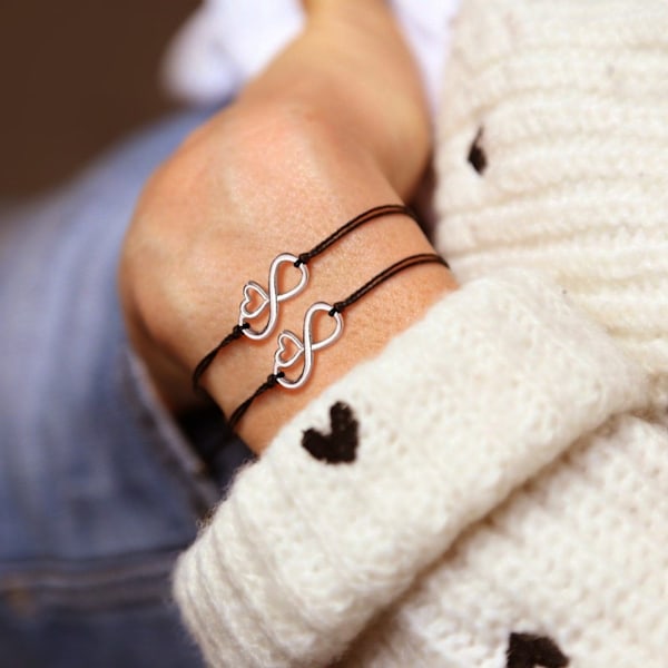 #Charm Armbånd Mor Datter Armbåndssæt 2 Personer Hjerteformet#