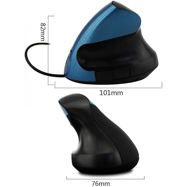 Kablet vertikal mus, ergonomisk design laptop PC datamus, USB-kablet optisk mus (blå)