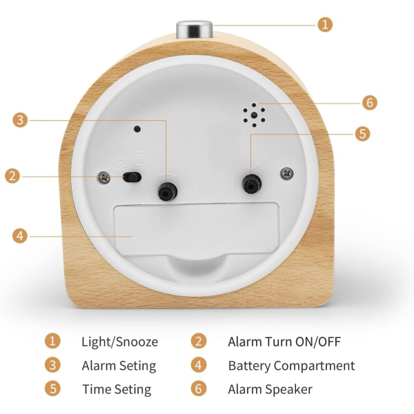 Batteridriven väckarklocka med snooze-funktion Reseväckarklocka W