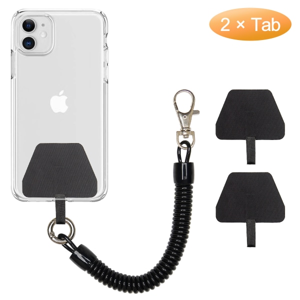 Mobiltelefon Fjær Lanyard (Svart 2 stk), Universal Tyverisikring Myre