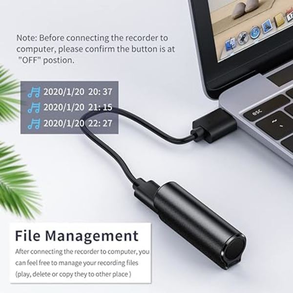 Röstinspelare, 350 Timmars Lång Batteritid, 4GB Magne