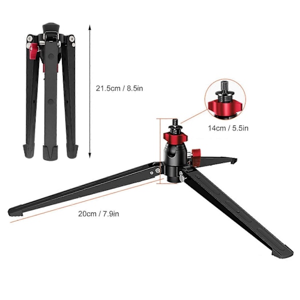 Mini Stativ Skrivbord Litet Stativ Aluminium Bordstativ 3/8 Tums Skruvhål Last Upp Till 10kg för DSLR-kamera Monopods