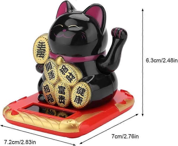 Solcellsdriven Lyckokatt med Vinkande Arm Maneki Neko Förmögenhet Välkomnande