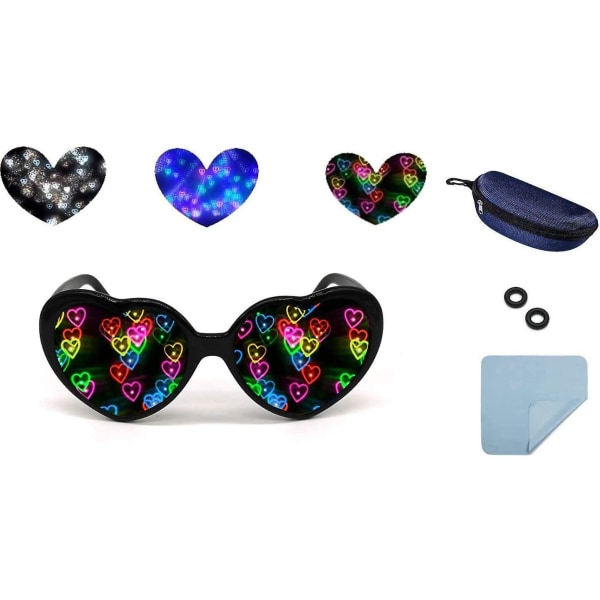 Hjärteffektdiffraktionsglasögon -se hjärtan!- Hjärtformade specialeffektglasögon Persikahjärtahologram Semesterbilder