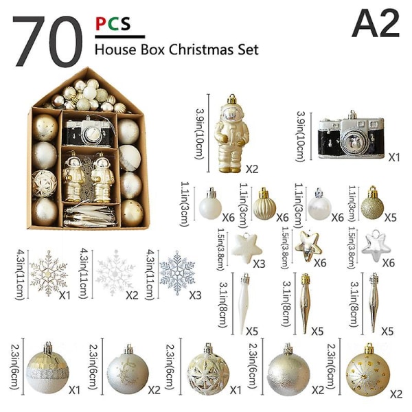 70 st hängande bollar för julgran med paljetter Shiny Xmas Foam Bauble Pendant ChrisA2