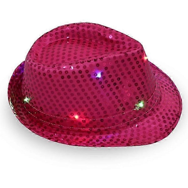 LED-lampa för vuxna med 9 färger, paljetter, Performance Jazz-keps (rosröd) 1 st