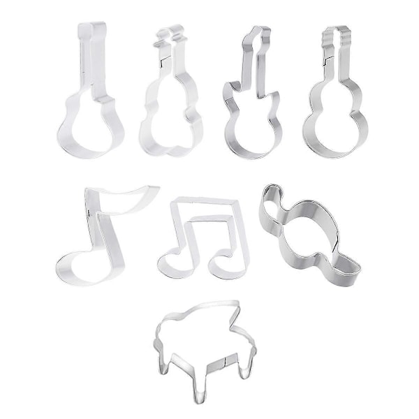 8 stk. Kagebageform Rustfrit Stål Musikinstrumenter Node Bageform Udskæringsform (Tilfældig Stil)