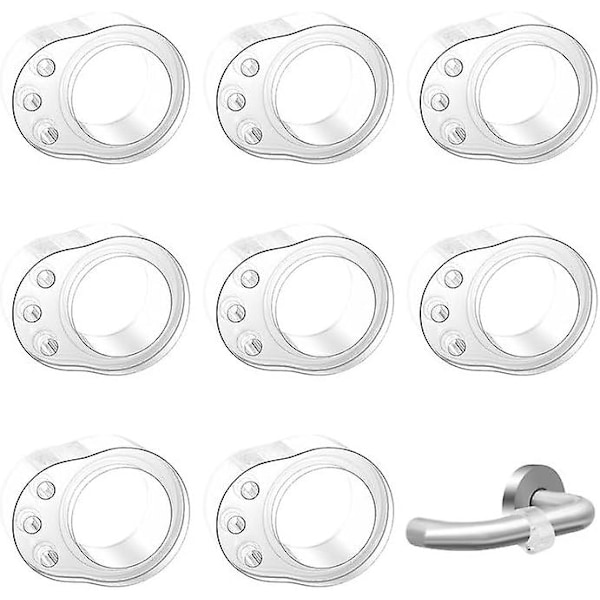 Sett med 8 dørhåndtakbeskyttere, PVC dørhåndtak transparent antikollisjonsmatte, støtfangerring, dørhåndtakbeskytter for å beskytte vegger, dører, vinduer,