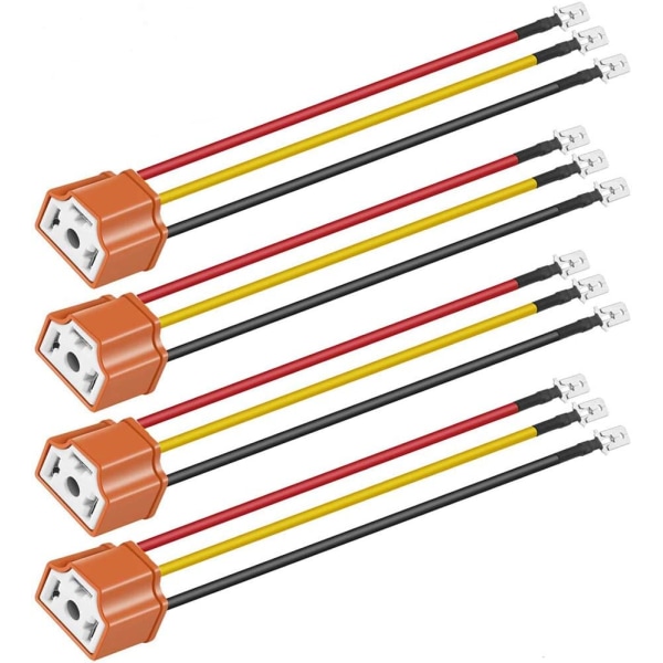 4 stk. 12V-24V H4 HB2 9003 Keramisk Hun-Stik til Forlygteforbindelse