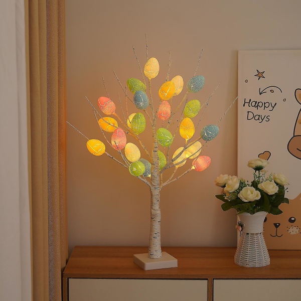 Påsk Björk Kvist Tree Light Up 24 Led Lamp Batteri &amp; USB med hängande ägg2