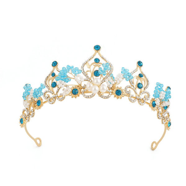 #Blue Crown Crystal Flower Ornaments#