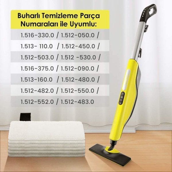 Set med 8 mikrofiberdukar kompatibla med Karcher EasyFix SC2, S