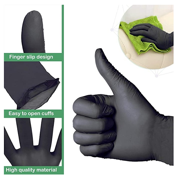*100 Engangs Handsker - Nitril og Vinyl Blanding - Latex og Pulverfri - Tykke Multifunktionelle Arbejds Handsker*