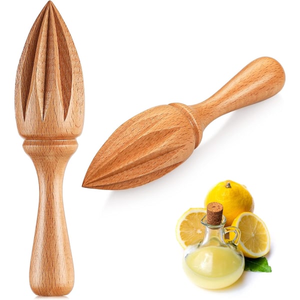 2 Pcs Wooden Citrus Reamer Lemon Hand Juicer Beech Wood Handheld