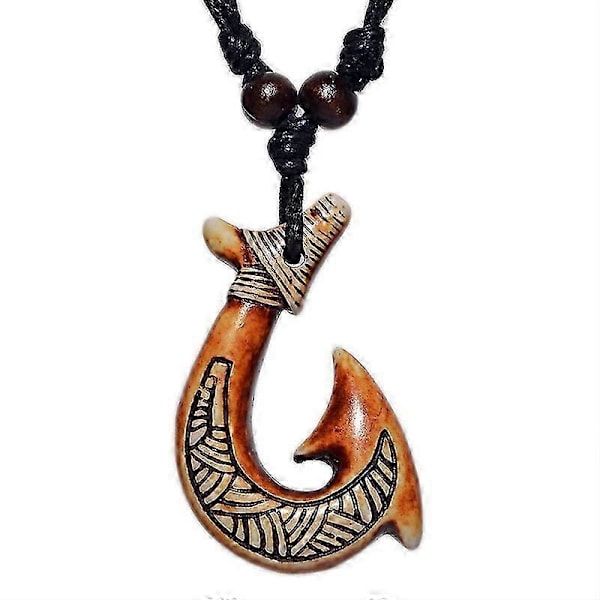 FX003 Uusi-Seelanti Maori luukaulakoru, kalan koukku riipus, miesten choker, retrokoru, jakin luuta jäljittelevä kaulakoru, amulettilahja