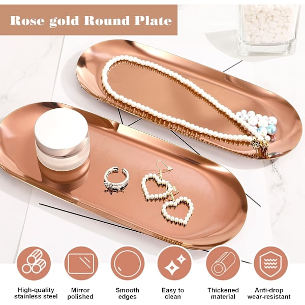#roséguld smyckesbricka, oval bricka#
