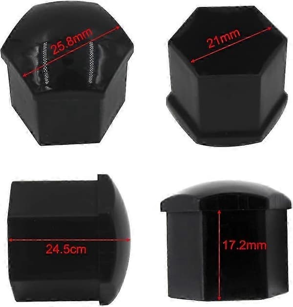 20 stk. 21 mm hjulmutterhette, hjulboltmutterhette deksler, sekskantede deksler for dekk (svart)