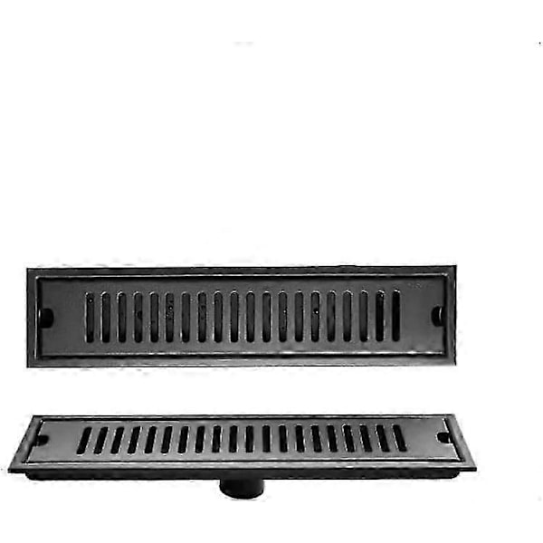 Rektangulær 304 Rustfritt Stål Svart Bake Maling Baderom Kloakk Dusjrom Gulvsluk Lengde 20-50cm, Side 40x10cm