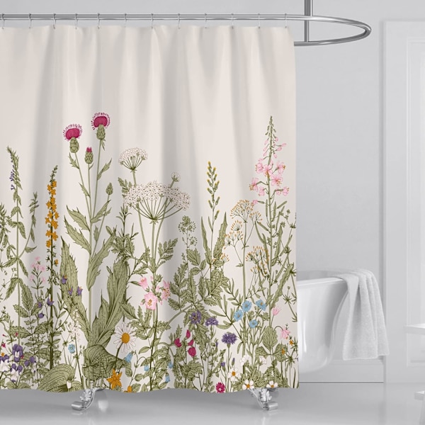 Blomster Bruseforhæng Vandtæt Skimmel- og Mildewresistent Vaskbar