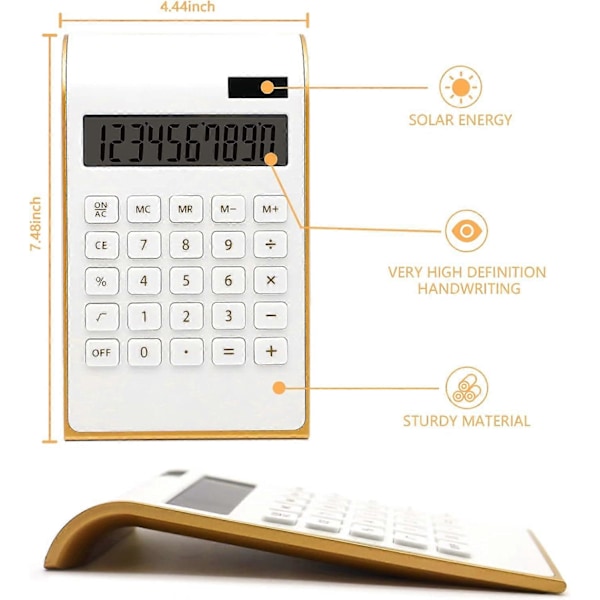 10-sifret skrivebordskalkulator, batteri / solcelledrevet, vippbar LCD-skjerm