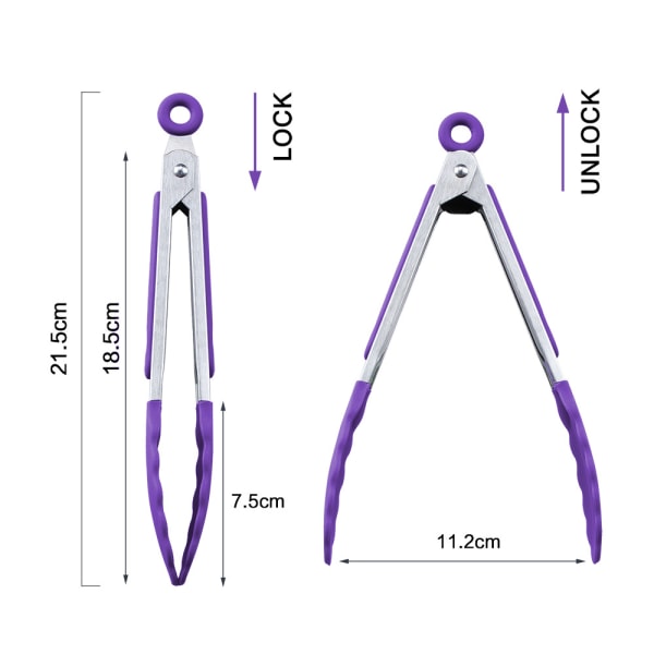 Mini Silikon Servertang 7 Tommer Sett med 1 - Lilla Kjøkken Silikon