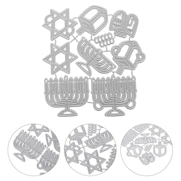 Hanukkah Metallskärningsdies för DIY Scrapbooking och Korttillverkning Hanukkah Element Skärande Die Dekorativ Skärmall för Hantverkstillverkning