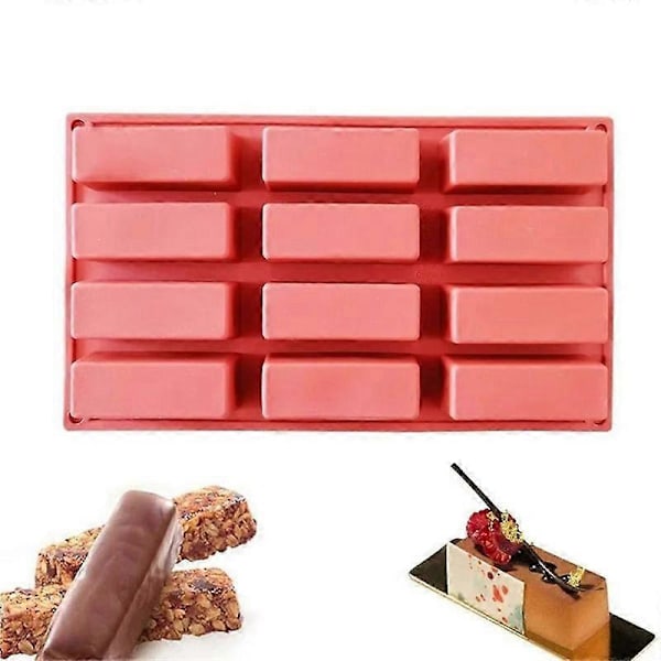 12 Hulrum Silikone Proteinbarer Form Rektangel Granola Bar Bageværktøj Form Silikoneform Fransk Kageform Dessertværktøj
