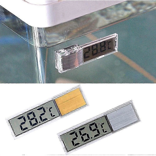 Akvarietermometer, 2 Højfølsomme Digitale, Dobbeltsidede Klistermærker, Nøjagtighed Op Til 0,1 Grad (Guld)