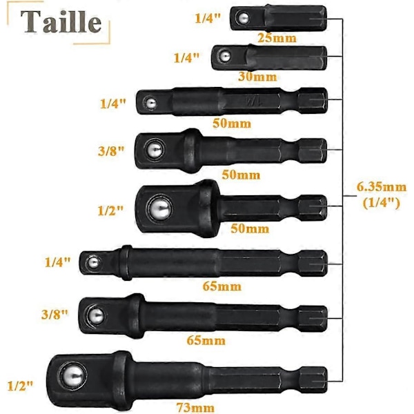 Deler 1/4'' Hex Shank Hurtigskifte Sokkelholderadaptere, Drilladapter Konverter Sokkelforlengerstang for 1/4\" 1/2\" 3/8\" Firkantdrift Sokkelkonve