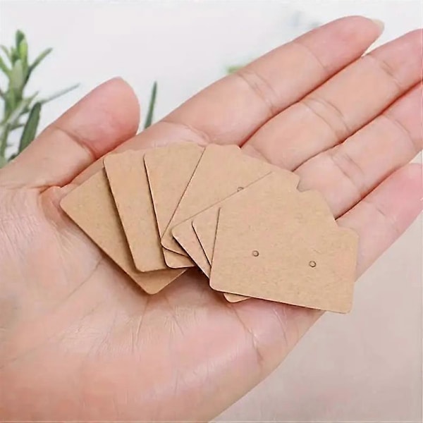 200 st Rektangulära Örhängeshållare Kartongpapper Örhänge Stud Display Stativ 2,5cm x 3,5cm för Bröllopsgåvor Brun