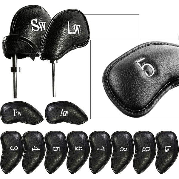 Golfklubbskydd Iron Headcover Set med 12 lyxigt syntetiskt läder